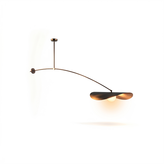 Contemporary Amber Glass & Metal Ceiling Light – Orbion - Lumière