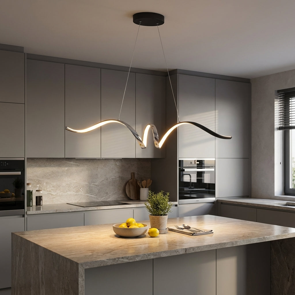 Plafonnier LED suspension moderne formes ondulées fluides Minoa - vue 3