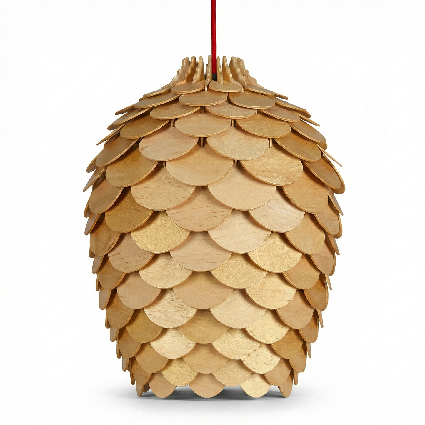 Suspension luminaire bois sculpté nature forme arrondie Orena - vue 1