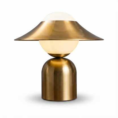 Decorative Table Lamp Noctea with blown glass globe and golden base - view 1
