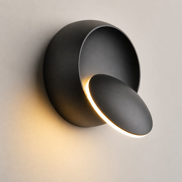 Zeitgenössische Wandleuchte, drehbarer Metallkörper bis 350° – Eclipse