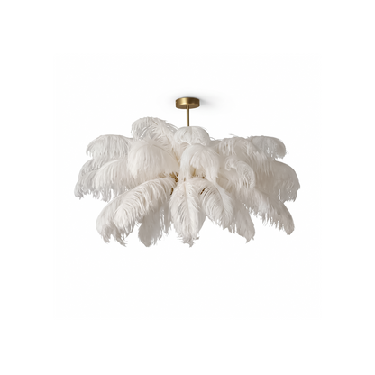 Witte LED struisvogelveren hanglamp voor woonkamer – Featherelle