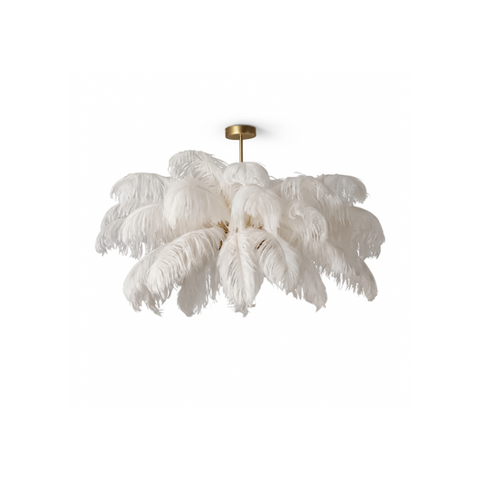 Witte LED struisvogelveren hanglamp voor woonkamer – Featherelle