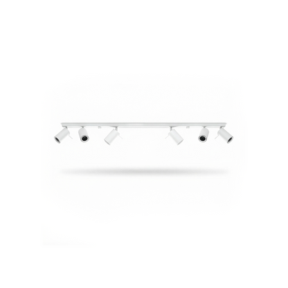 Modern white ceiling light with 6 adjustable spotlights – Modèle Arvella
