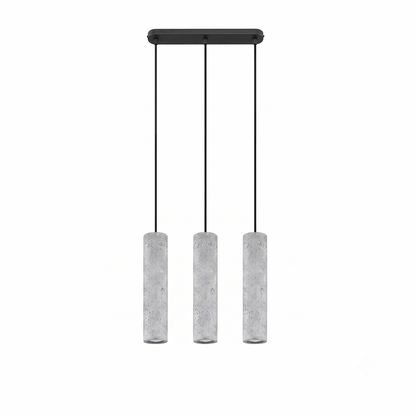 Gray concrete pendant light with 3 industrial lamps – Nivara