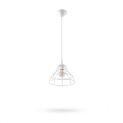Modern white steel cone pendant – Model Althenia