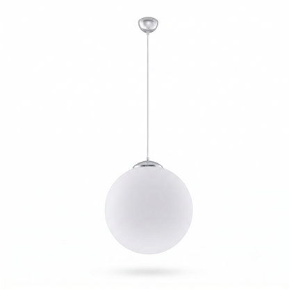 Minimalist glass and steel globe pendant light – Modèle Arvénia
