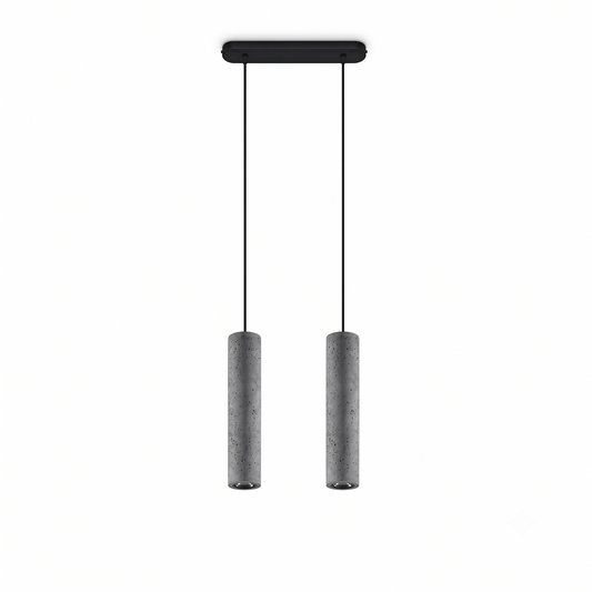Industrial gray concrete 2-light pendant light – Asterion model