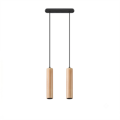Scandinavian natural wood pendant light with 2 lights – Nørvaya