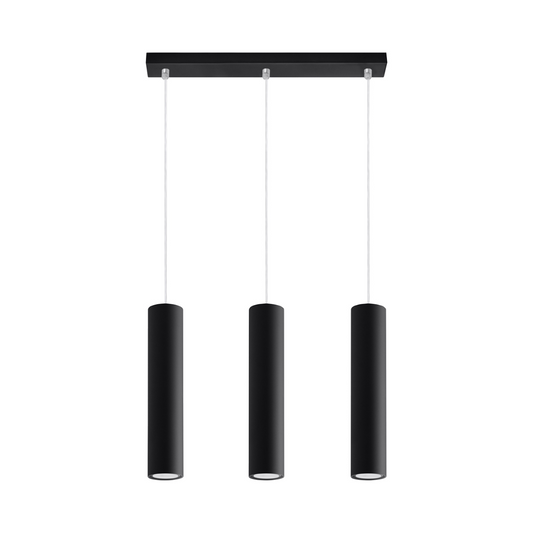 Zwarte cilindervormige hanglamp 3 lichten – Arothis