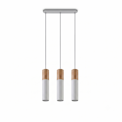 Modern white wood pendant light with 3 lights – Nolaris