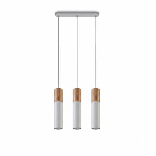 Modern white wood pendant light with 3 lights – Nolaris