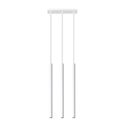 White metal cylindrical pendant light for living room – Asterion