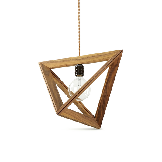 Art-Déco-Hängelampe aus geschnitztem Holz – Lumysa