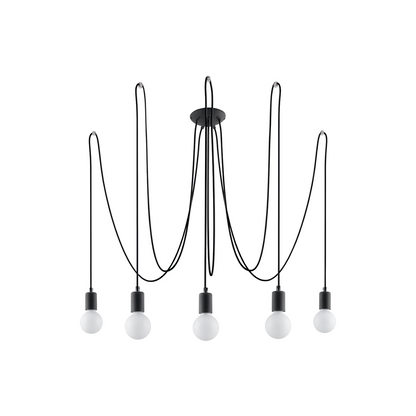 Minimalist black 5-light chandelier – modèle Aethron