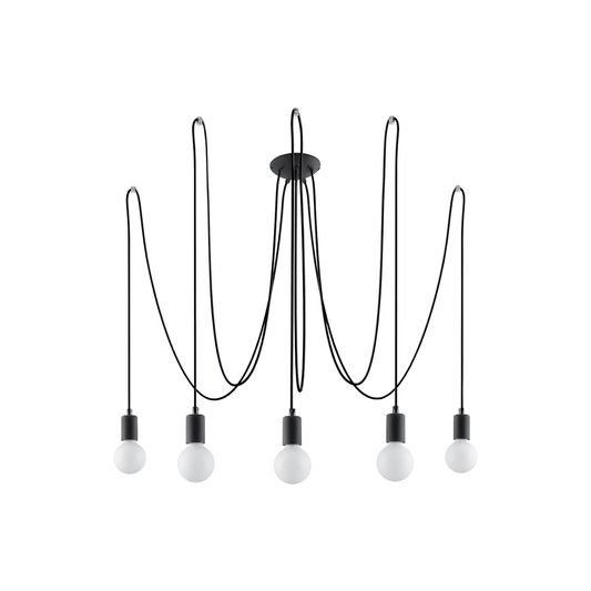 Minimalist black 5-light chandelier – modèle Aethron