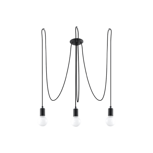 Minimalistischer schwarzer Kronleuchter mit 3 Lampen – Arkenis