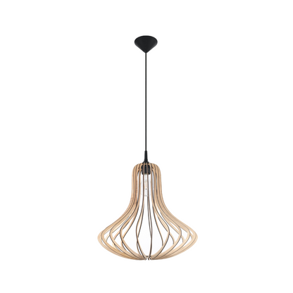 Scandinavian natural wood pendant light for living room – Elowen model