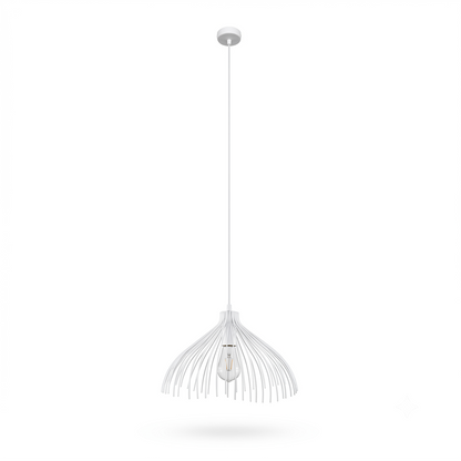 Industrial white steel living room pendant light – Zyralis