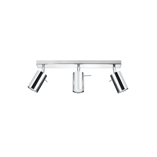 Modern chrome ceiling light with 3 adjustable spotlights – Modèle Arionys