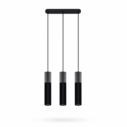 Industrial black concrete 3-light pendant light – Neridio model