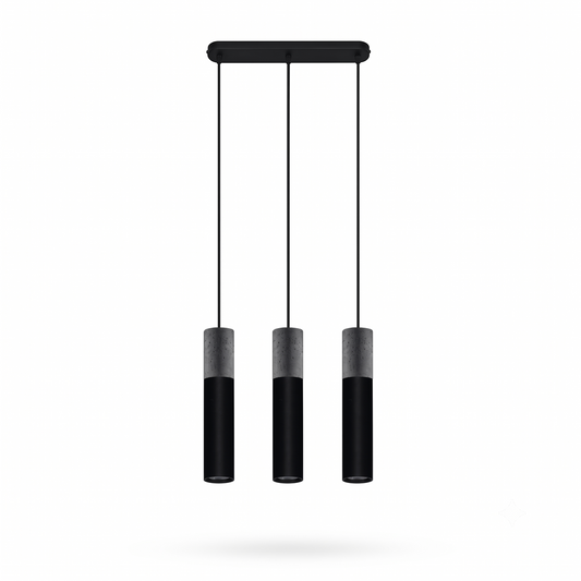 Industrial black concrete 3-light pendant light – Neridio model
