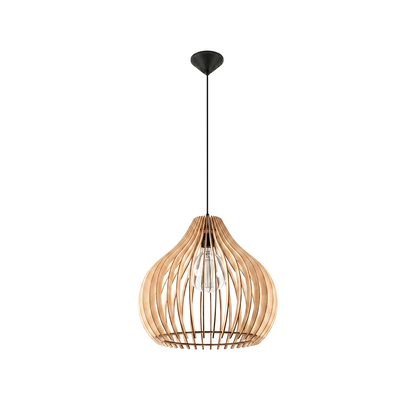 Scandinavian natural wood pendant light for living room – Norysia model