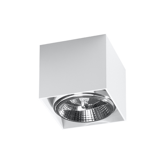 Modern white cube ceiling light for interiors – Modèle Arvion
