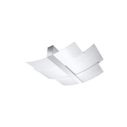 Modern white glass and chrome ceiling light – Aureliane