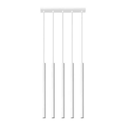Witte cilindervormige hanglamp met 5 lichtpunten voor de woonkamer – Arvénis