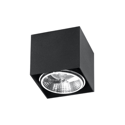 Modern black cube ceiling light for interiors – modèle Nerevra