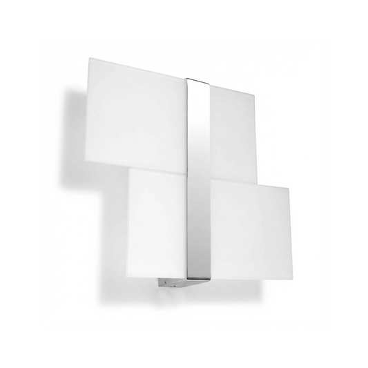 Moderne wandlamp chroom en wit glas – Aureliss