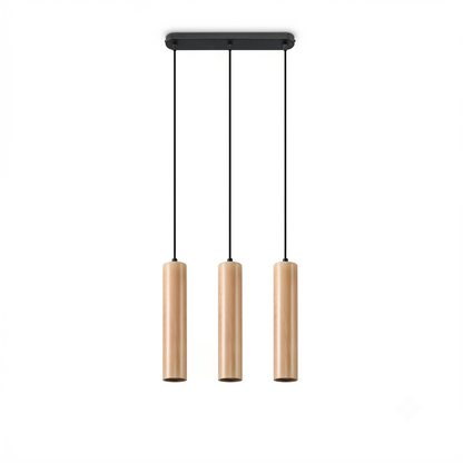Natural wood pendant light with 3 lights for dining room – Norelda