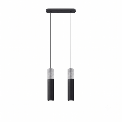 Industrial black concrete 2-light pendant light – Noccera model