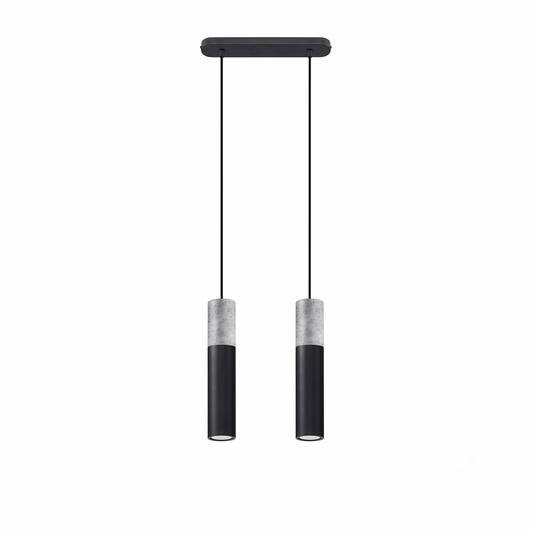 Industrial black concrete 2-light pendant light – Noccera model