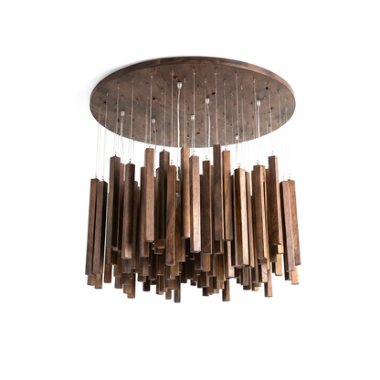 Gilded wood pendant light for living room – Zénithar