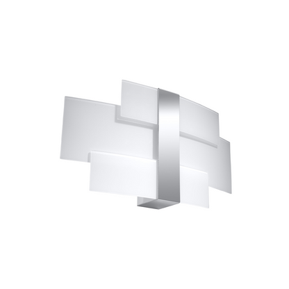 White and chrome glass wall light – modèle Eleryon