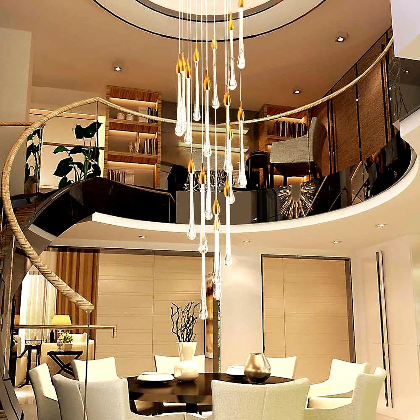 Gouden Kristallen Kroonluchter voor Trap – Cristalya