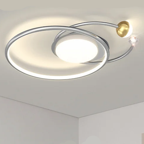 Moderner LED-Kronleuchter aus goldenem Aluminium für Wohnzimmer – Alumorio
