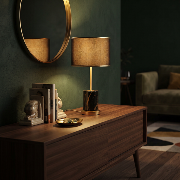 Night Lamp Refined Fabric Timeless Gold Base – Yliane