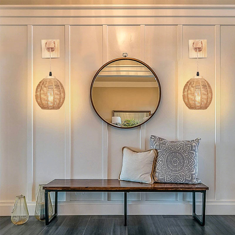 Applique Murale en Bois et Rotin pour Intérieur – Erindale