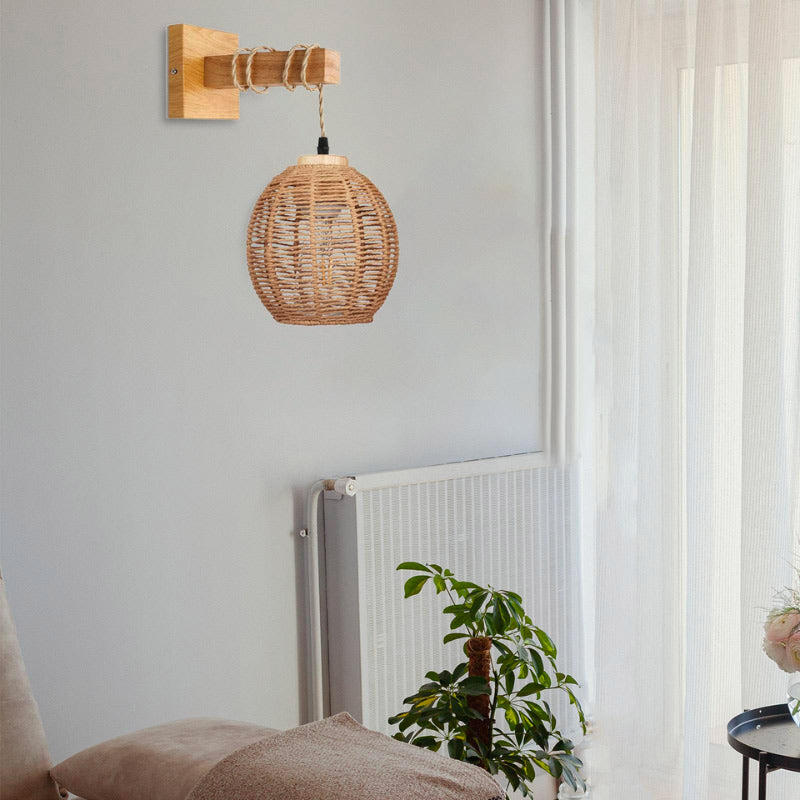 Applique Murale en Bois et Rotin pour Intérieur – Erindale