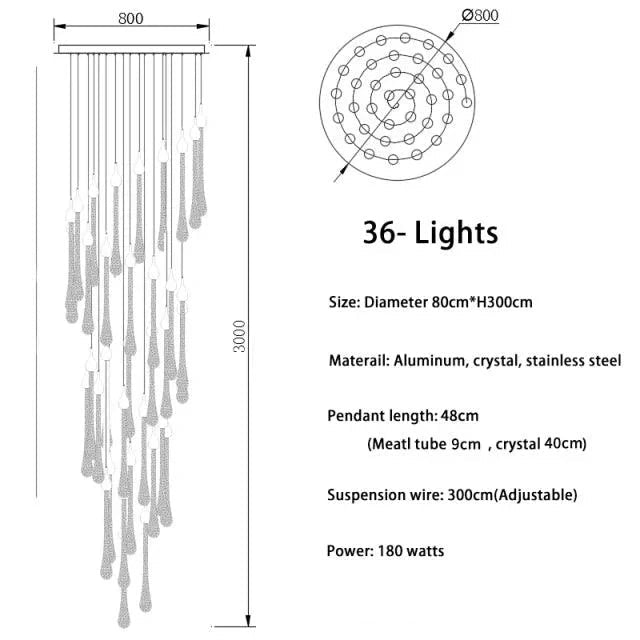 Lustre Cristal Doré pour Escalier – Oréade