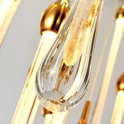 Gouden kristallen kroonluchter voor trap – Oréade