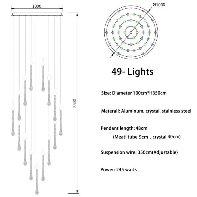 Lustre Cristal Doré pour Escalier – Oréade