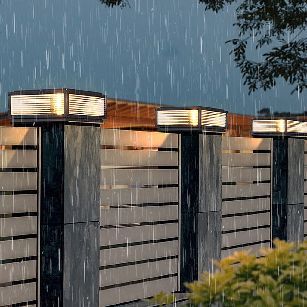 Lampadaire d'extérieur en verre strié noir – Veraluce