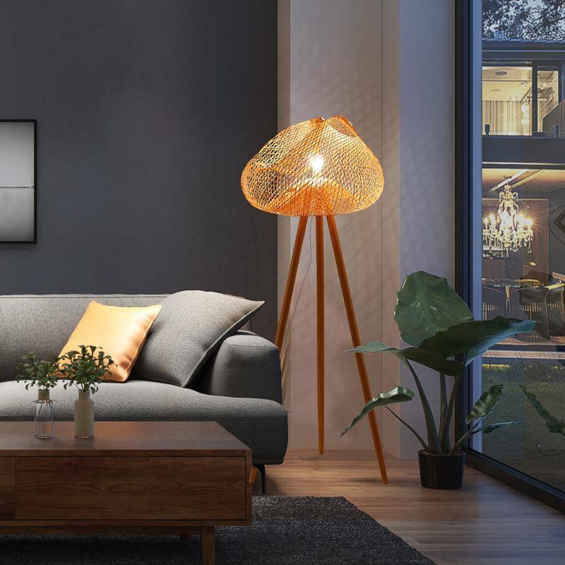 Bamboe Rotan Staande Lamp Tripod Natuurlijk Design – Elyora