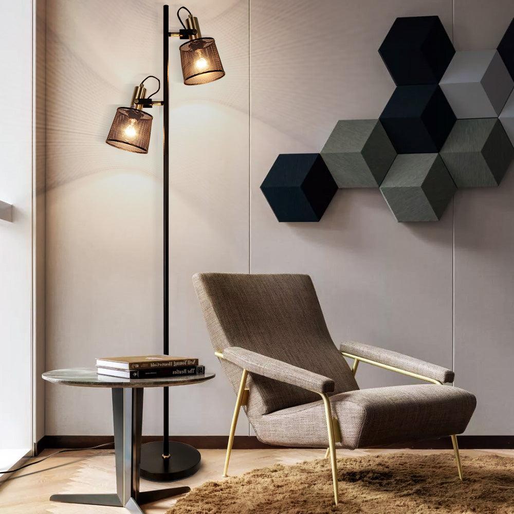Zwarte Aluminium LED Staande Lamp Dubbele Kop – Tavela