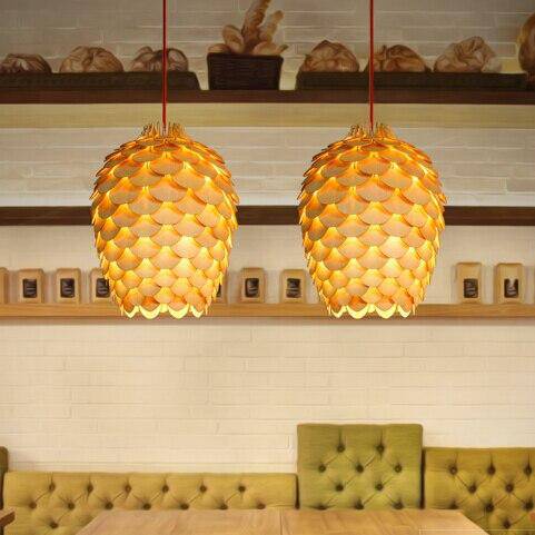 Orena Sculptured Wood Pendant Light natural rounded form - view 7