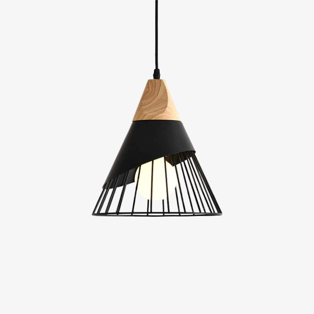  Suspension Bois Naturel Design Cage Noir – Rylia